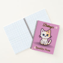 Cute Pink Kitty Cat Cute Personalized Name Spiral