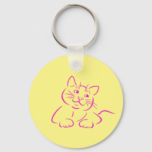 Cute Pink Kitty Cat Keychain