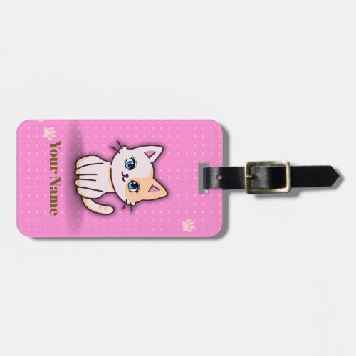 Cute Pink Kitty Cat Personalized Backpack Bag Tag