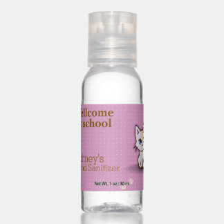 Cute Pink Kitty Cat Personalized custom name Hand Sanitizer