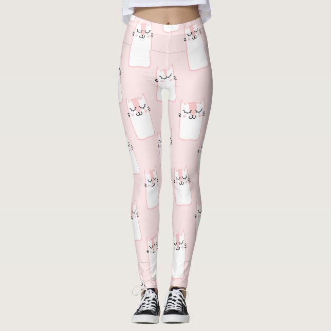 Cute Pink Kitty Leggings (Front)