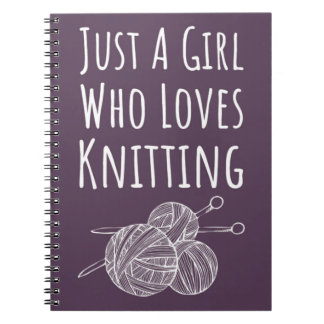 Cute Pink Knitter Gifts Purple Knitting Notebook