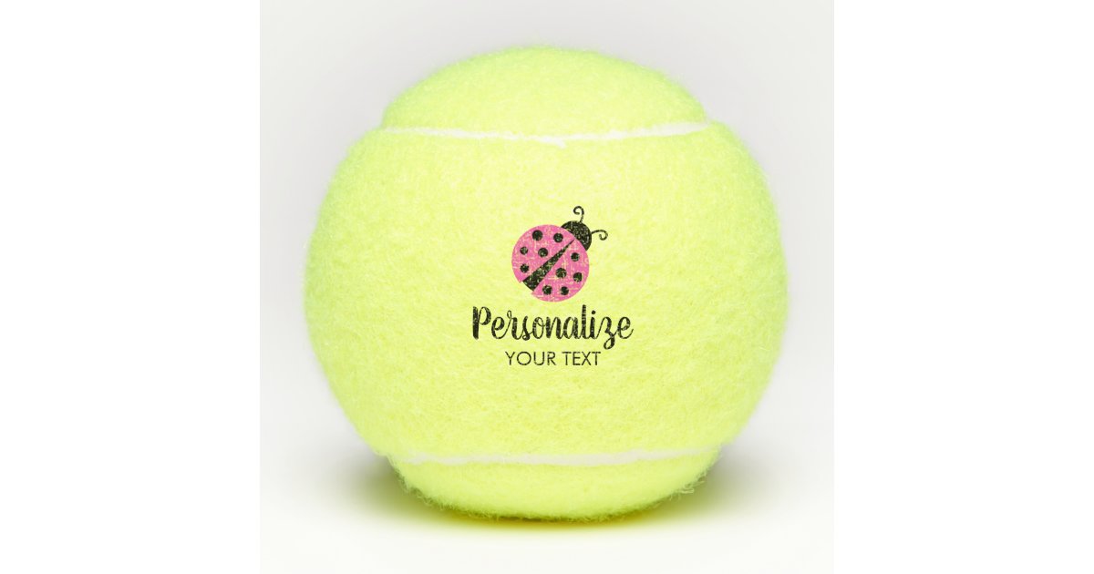 Cute pink lady bug custom girl's Birthday party Tennis Balls Zazzle