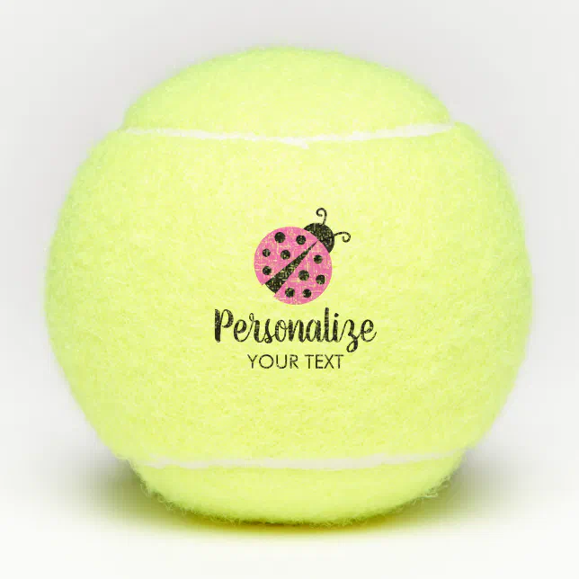 Cute pink lady bug custom girl's Birthday party Tennis Balls Zazzle