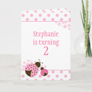 Cute pink lady bug girls birthday party invitation