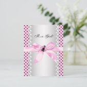 Cute Pink Ladybug Baby Shower Invitation (Standing Front)