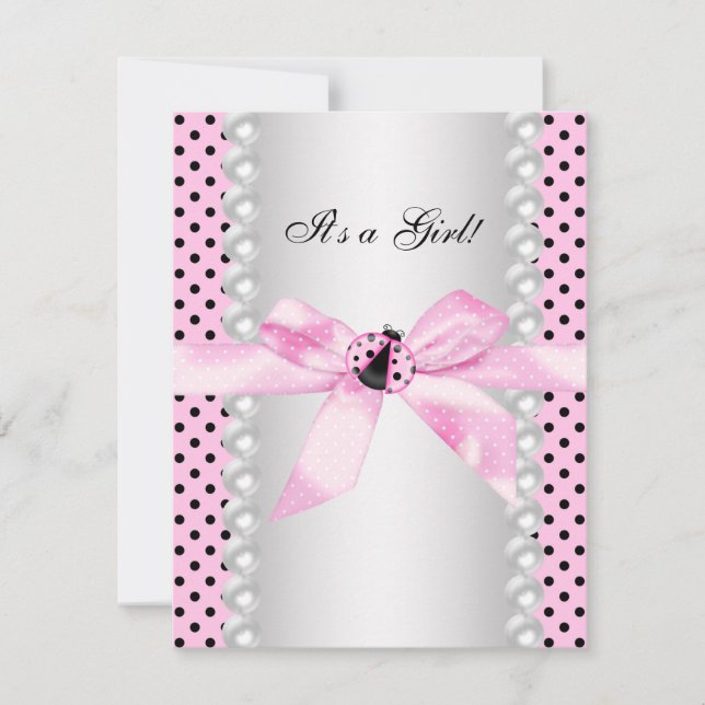 Cute Pink Ladybug Baby Shower Invitation (Front)