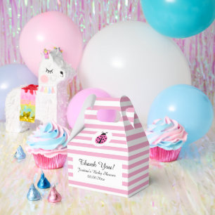 Cute pink ladybug baby shower party favor box