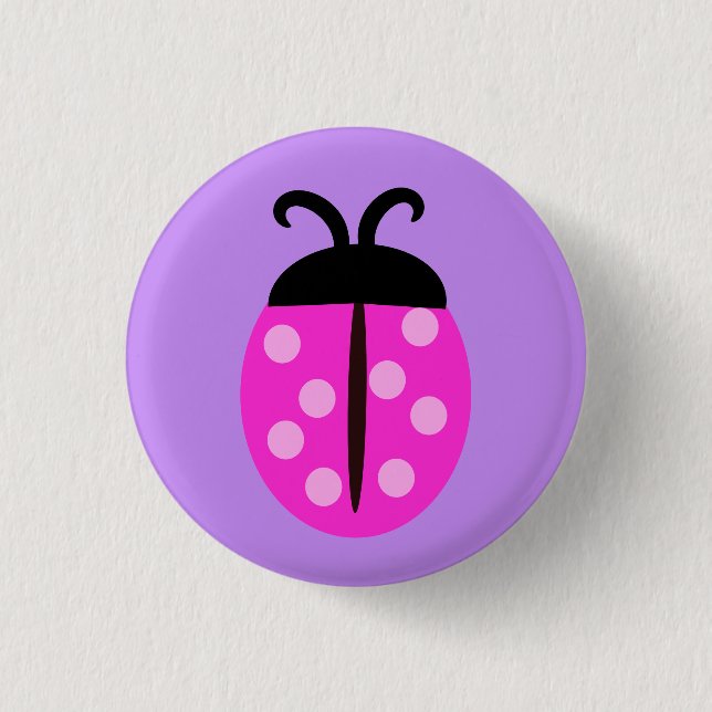 Cute Pink Ladybug  Button (Front)