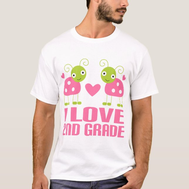 Cute Pink Ladybug I Love 2nd Grade Gift T-Shirt (Front)