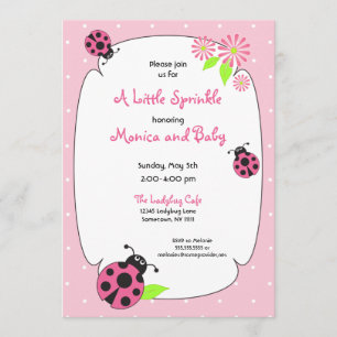 Cute Pink Ladybug Invitation