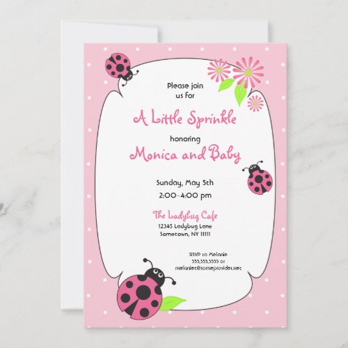 Cute Pink Ladybug Invitation