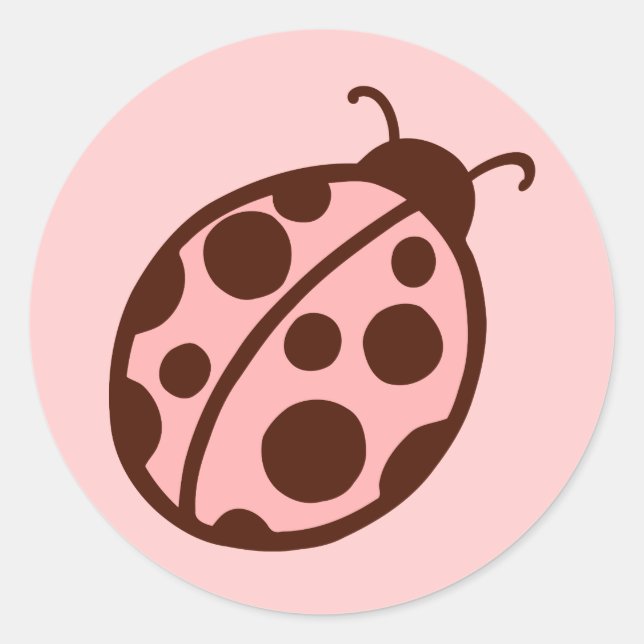 Cute Pink Ladybug Party Stickers (Front)
