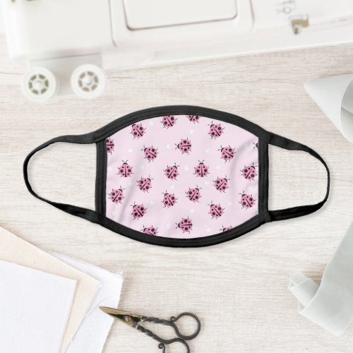 Cute Pink Ladybug Polka Dot Hearts Pattern Face Mask