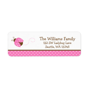 Cute Pink Ladybug Polka Dot Return Address Label