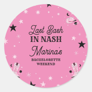 Cute Pink Last Bash in Nash Nashville Bachelorette Classic Round Sticker