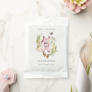 Cute Pink Leafy Foliage Girl Clothes Baby Shower Lemonade Drink Mix