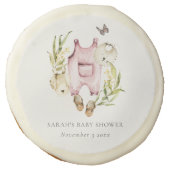 Cute Pink Leafy Foliage Girl Clothes Baby Shower Sugar Cookie (Front)