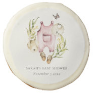 Cute Pink Leafy Foliage Girl Clothes Baby Shower Sugar Cookie at Zazzle
