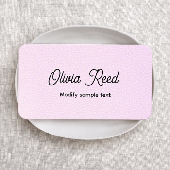 Cute Pink Leather Script Business Card by sm_business_cards at Zazzle