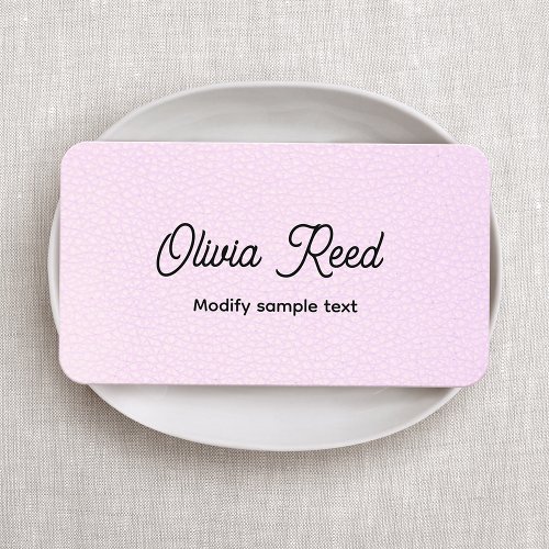 Cute Pink Leather Script Business Card