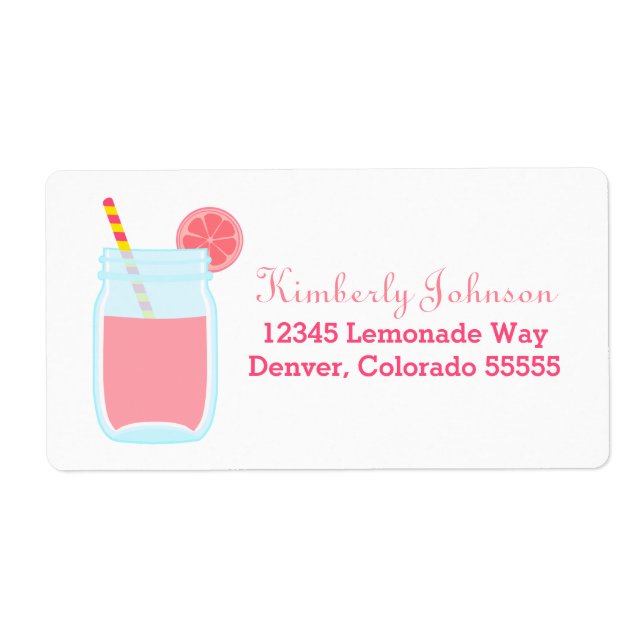 Cute Pink Lemonade Label (Front)