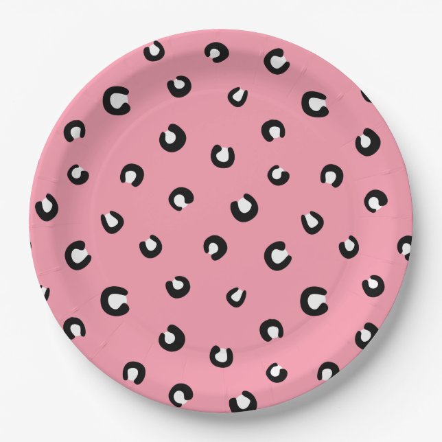 Cute Pink Leopard Pattern Paper Plates (Front)