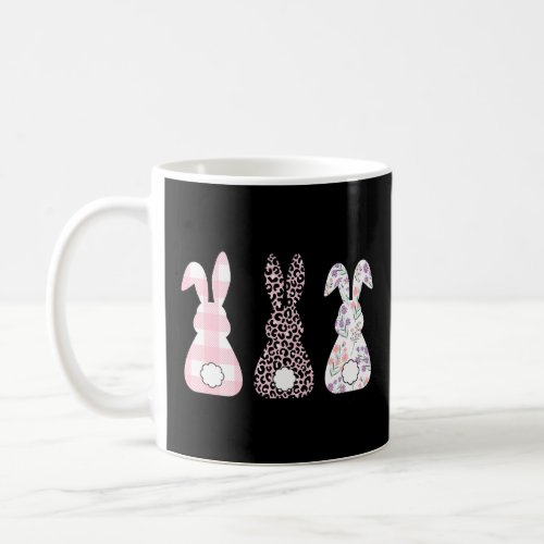 Cute Pink Leopard Plaid Flower Rabbit Easter Bunny Coffee Mug