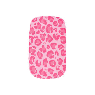 Cute pink leopard print trendy playful  minx nail art