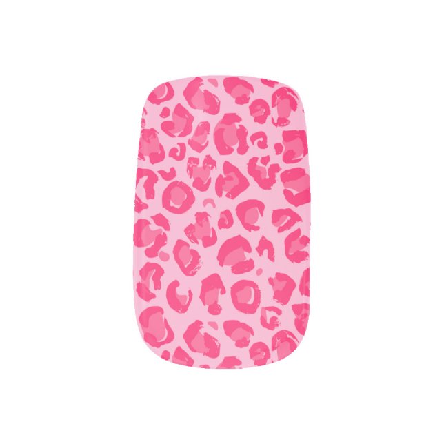 Cute pink leopard print trendy playful  minx nail art (Left Thumb)