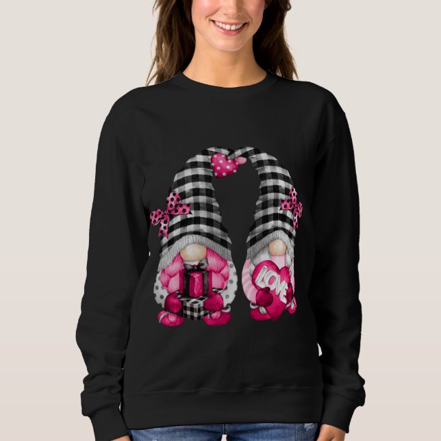 Cute Pink Lesbian Valentines Day Gnomes For Her Fu Sweatshirt (Front)