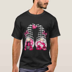 Cute Pink Lesbian Valentines Day Gnomes For Her Fu T-Shirt