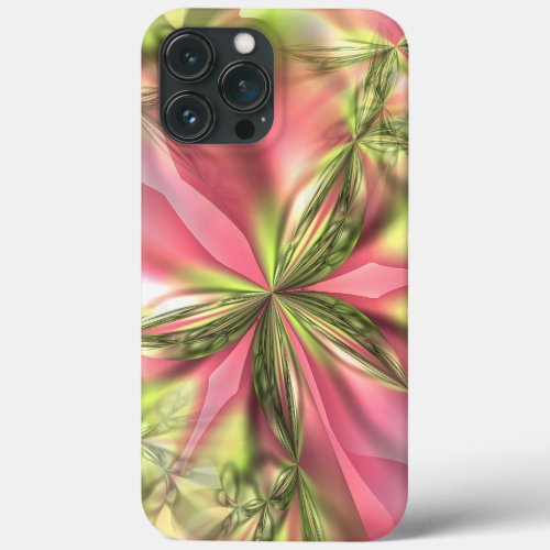 Cute Pink Lime Green Butterfly Fractals Pattern iPhone 13 Pro Max Case