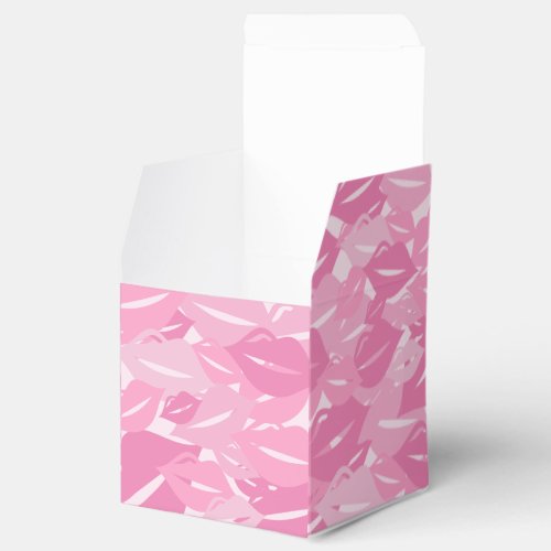 Cute Pink Lips KIsses Pattern Galentines Day Favor Boxes