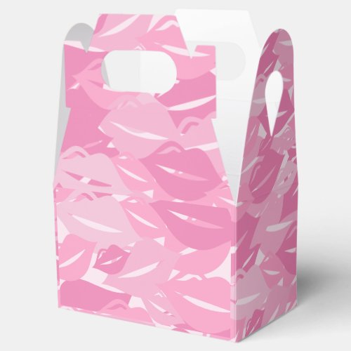 Cute Pink Lips KIsses Pattern Galentines Day Favor Boxes
