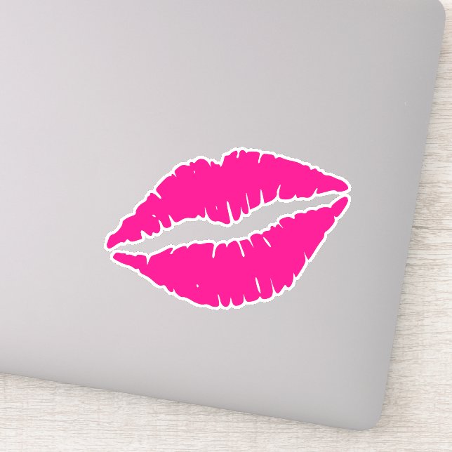 Cute pink lipstick art sticker (Detail)