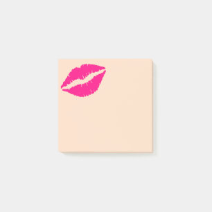 Cute pink lipstick kiss art stationery post-it notes