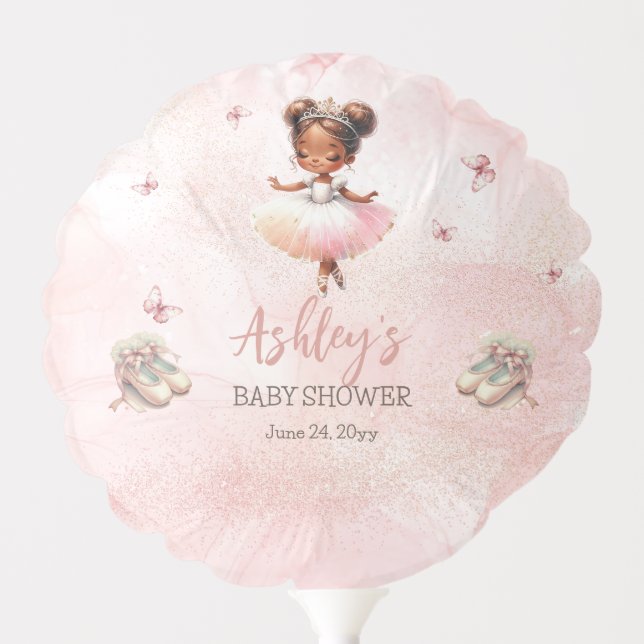 Cute Pink Little Ballerina Tutu Girl Baby Shower Balloon (Front)