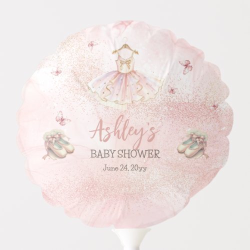 Cute Pink Little Ballerina Tutu Girl Baby Shower Balloon