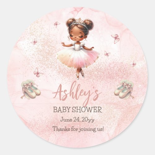 Cute Pink Little Ballerina Tutu Girl Baby Shower Classic Round Sticker