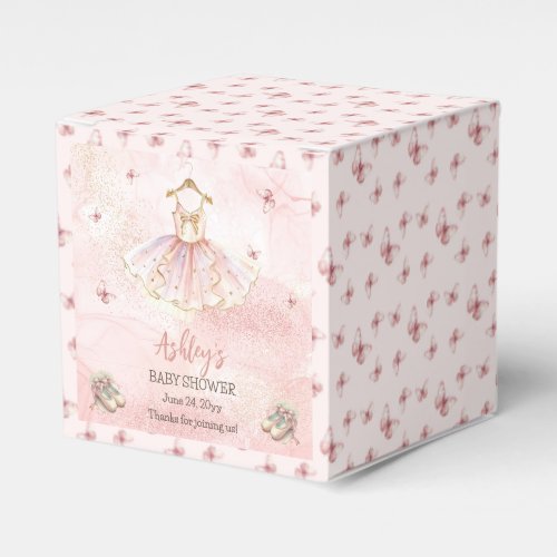 Cute Pink Little Ballerina Tutu Girl Baby Shower Favor Boxes