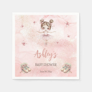 Cute Pink Little Ballerina Tutu Girl Baby Shower Napkins