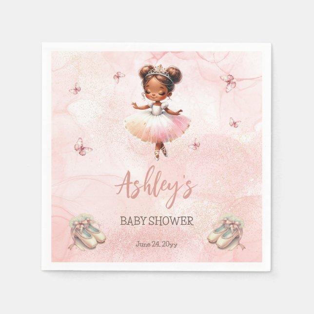 Cute Pink Little Ballerina Tutu Girl Baby Shower Napkins (Front)