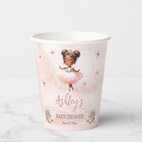 Cute Pink Little Ballerina Tutu Girl Baby Shower Paper Cups