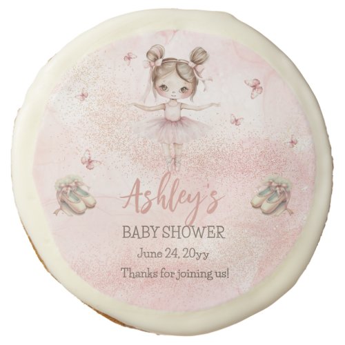 Cute Pink Little Ballerina Tutu Girl Baby Shower Sugar Cookie