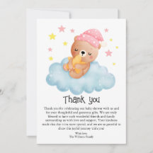 Cute Pink Little Bear Baby Shower