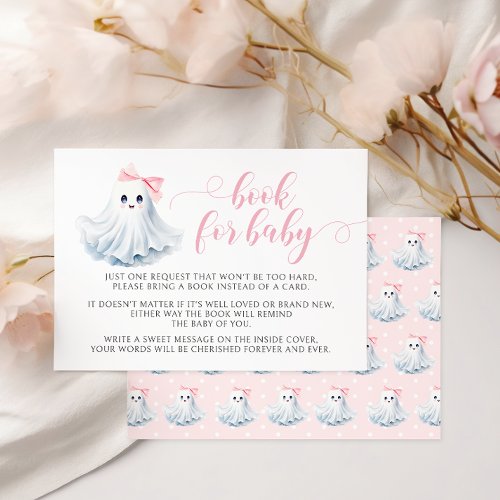 Cute Pink Little Boo Book For Baby Girl Shower  RSVP Card