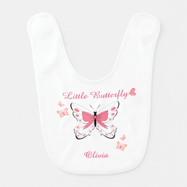 Cute Pink Little Butterfly Baby Shower Girl Gift  Bib (Front)