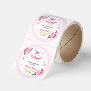 Cute Pink Little Butterfly Baby Shower Thank You  Classic Round Sticker