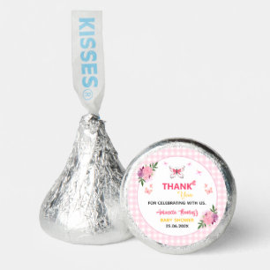 Cute Pink Little Butterfly Baby Shower Thank You Hershey®'s Kisses®